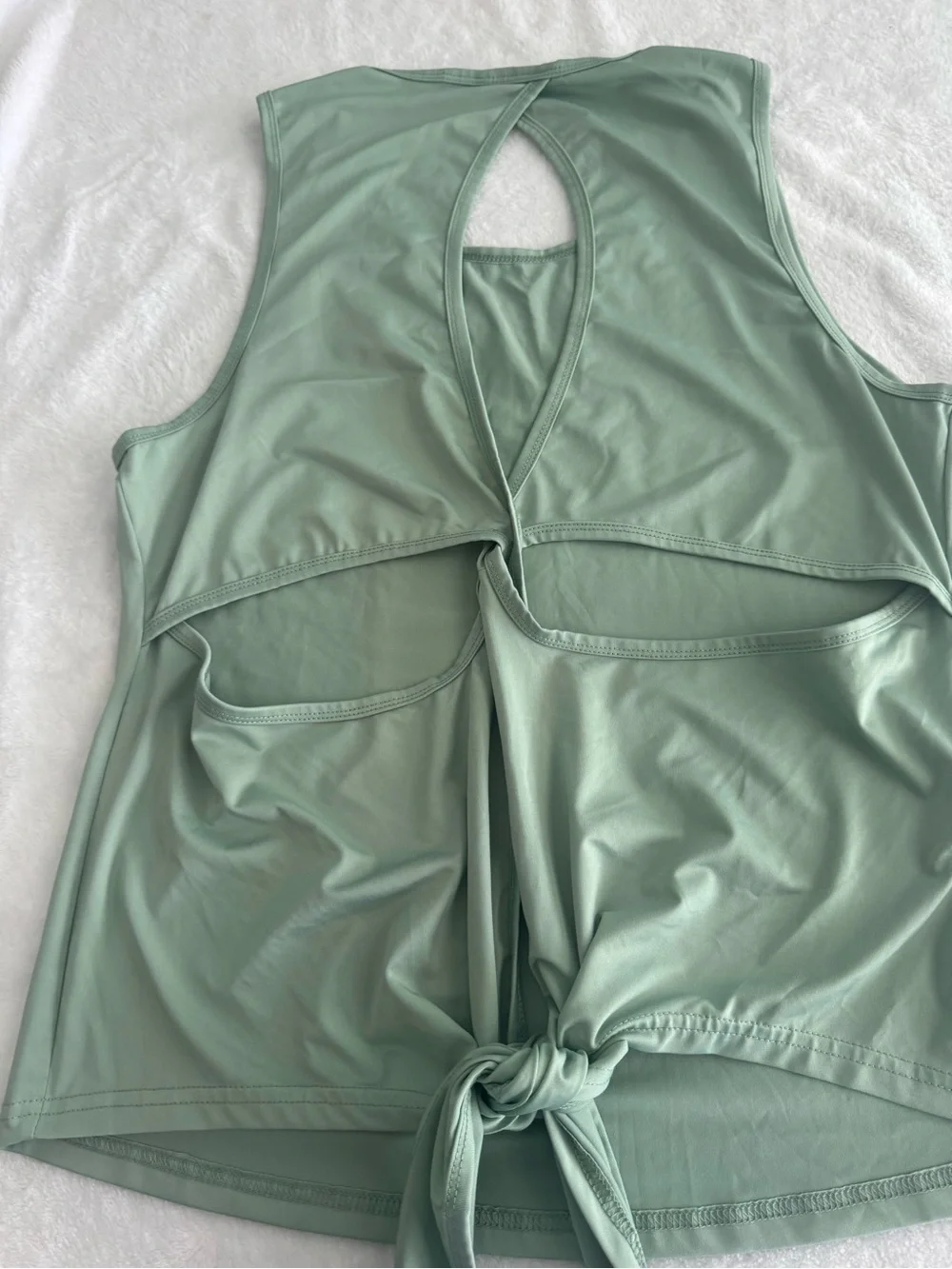 Women’s Sage Green Tank Top with Tie Back